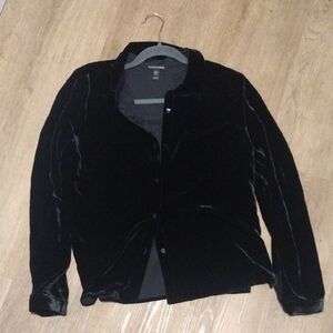 Eileen Fisher Black Velvet Button Down Shirt